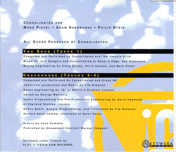Consolidated : You Suck / Crackhouse (The Tim Simenon Remixes) (CD, Single)