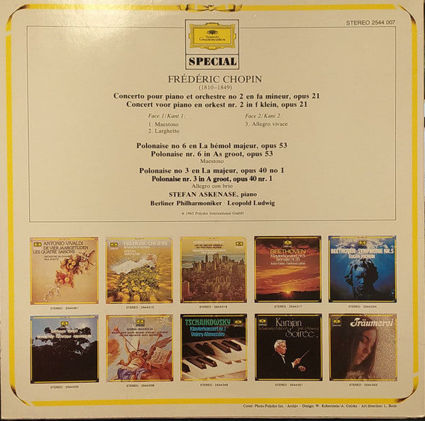 Frédéric Chopin — Berliner Philharmoniker, Leopold Ludwig, Stefan Askenase : Klavierkonzert Nr. 2 / Polonaises (LP, RE)
