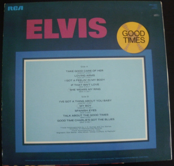 Elvis Presley : Good Times (LP, Album)