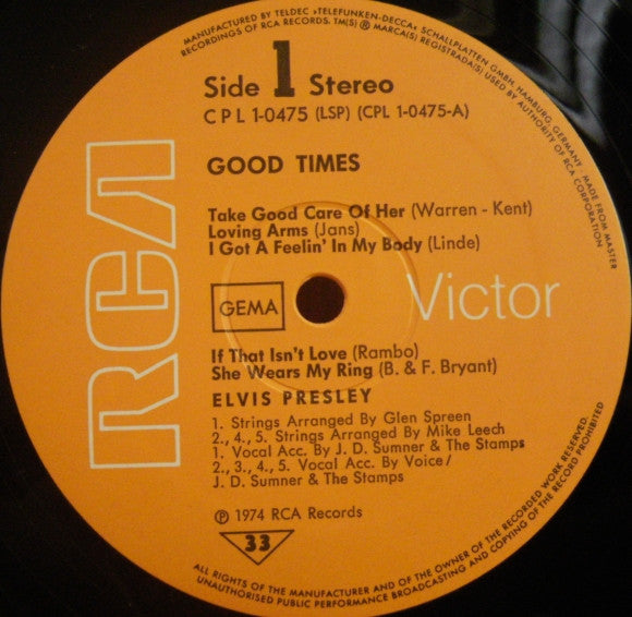 Elvis Presley : Good Times (LP, Album)
