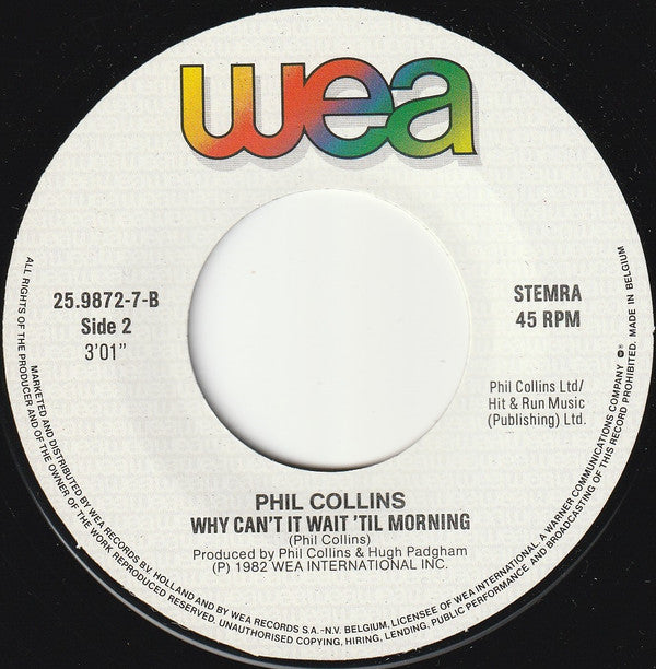 Phil Collins : It Don't Matter To Me (7", Single)