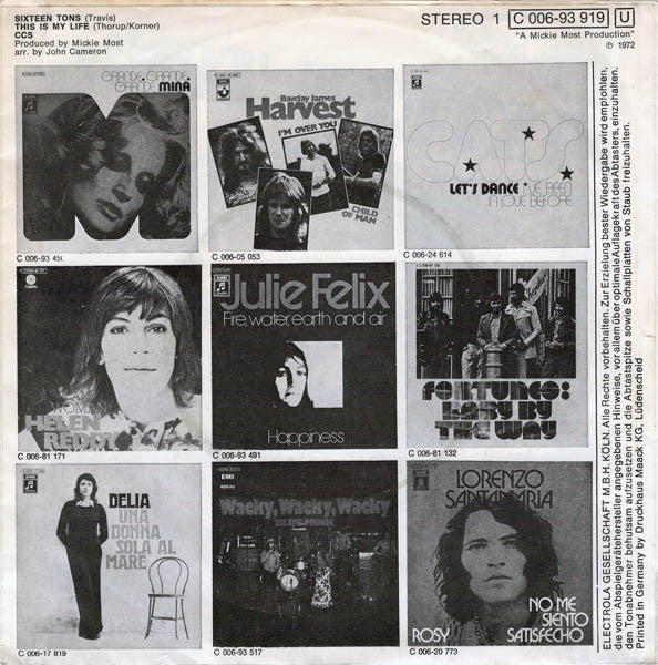 CCS : Sixteen Tons (7", Single)
