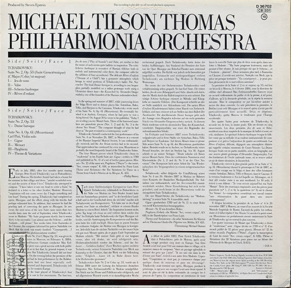 Pyotr Ilyich Tchaikovsky, Michael Tilson Thomas, Philharmonia Orchestra : Tchaikovsky: Suites Nos. 2 & 4  (LP)