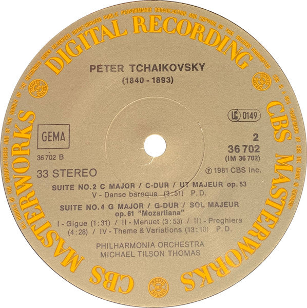 Pyotr Ilyich Tchaikovsky, Michael Tilson Thomas, Philharmonia Orchestra : Tchaikovsky: Suites Nos. 2 & 4  (LP)