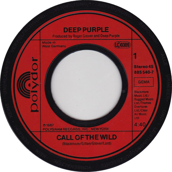 Deep Purple : Call Of The Wild (7", Single)