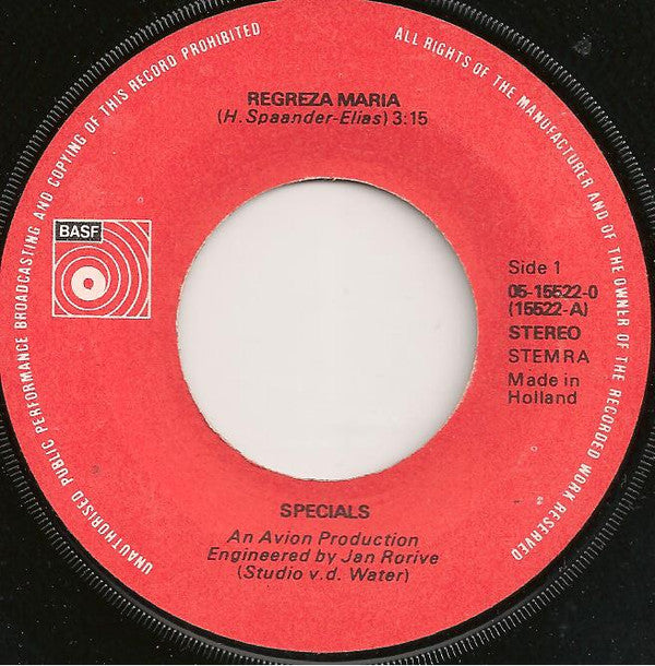 De Specials : Regreza Maria (7", Single)