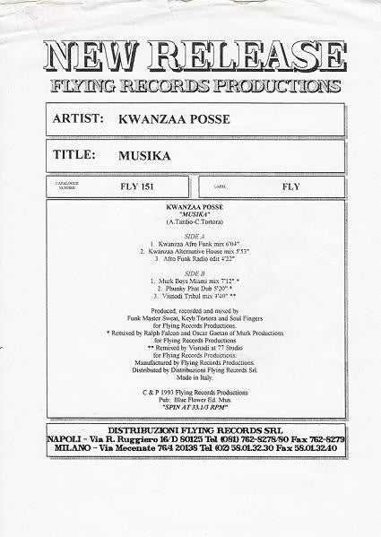 Kwanzaa Posse : Musika (12", Promo)