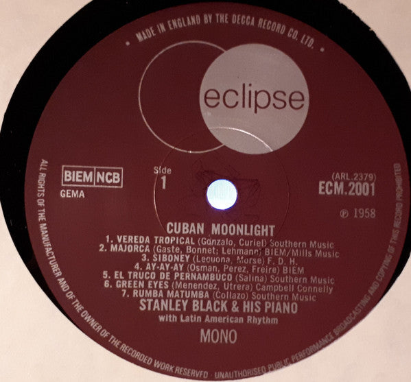 Stanley Black And His Piano With Latin American Rhythm* : Cuban Moonlight (LP, Mono)