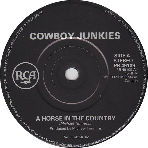 Cowboy Junkies : A Horse In The Country (7")