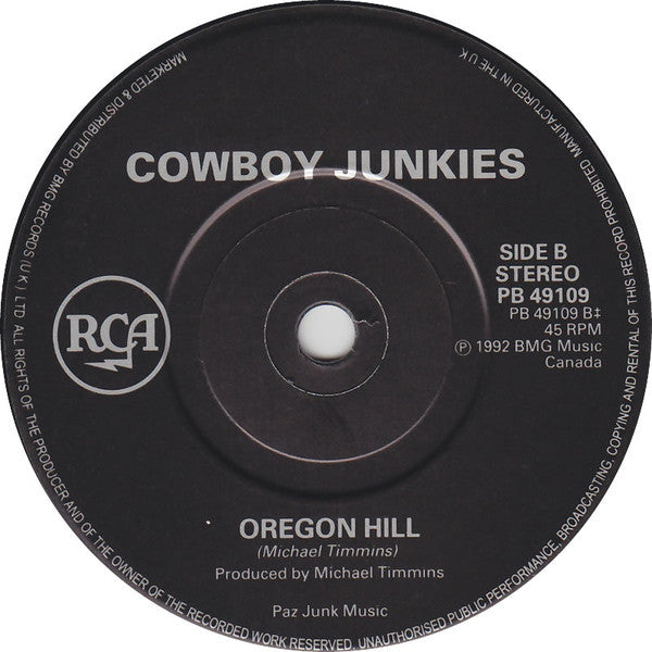 Cowboy Junkies : A Horse In The Country (7")