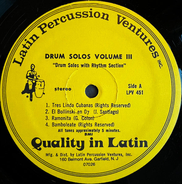 Charlie Santiago, Eddie Montalvo : Drum Solos Vol. 3, Featuring: Conga, Bongo, Timbale and Full Rhythm Section (LP, Album)