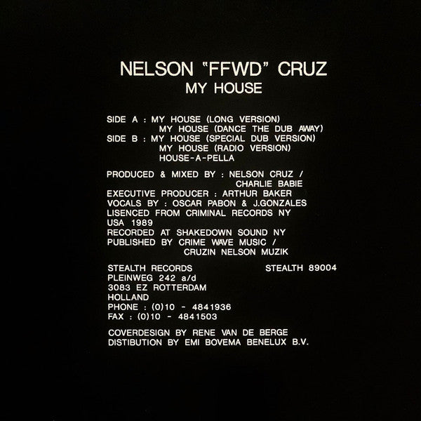 Nelson'"FFWD" Cruz* : In My House (12")