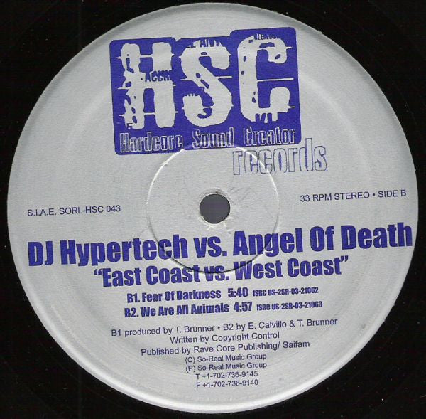 DJ Hypertech vs. Angels Of Death : East Coast Vs. West Coast (12")
