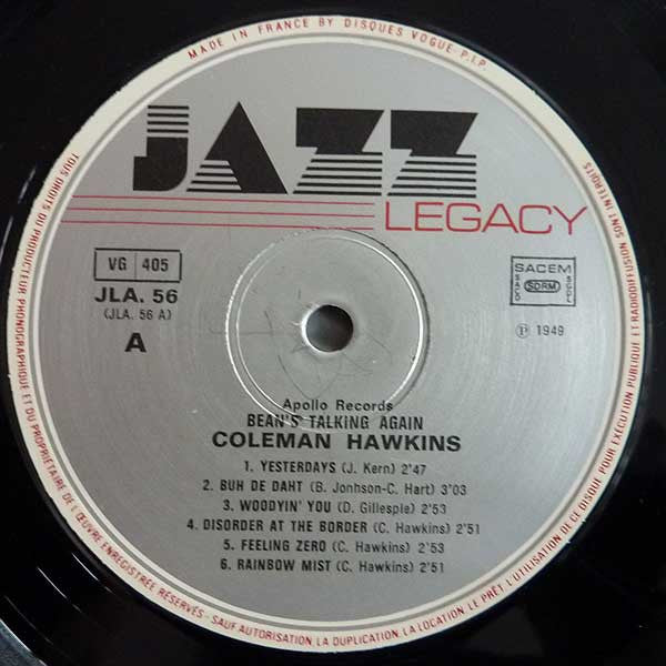 Coleman Hawkins : Bean's Talking Again (LP, Comp, RE)