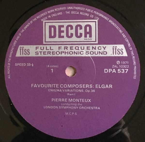 Sir Edward Elgar : Favourite Composers Elgar (2xLP, Comp)