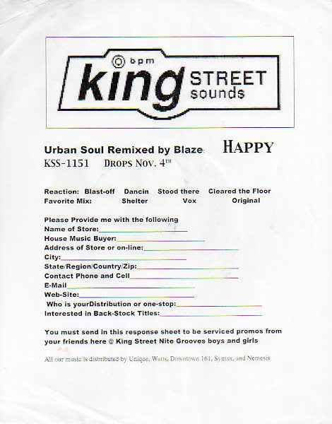 Roland Clark Presents Urban Soul : Happy (12", Promo)