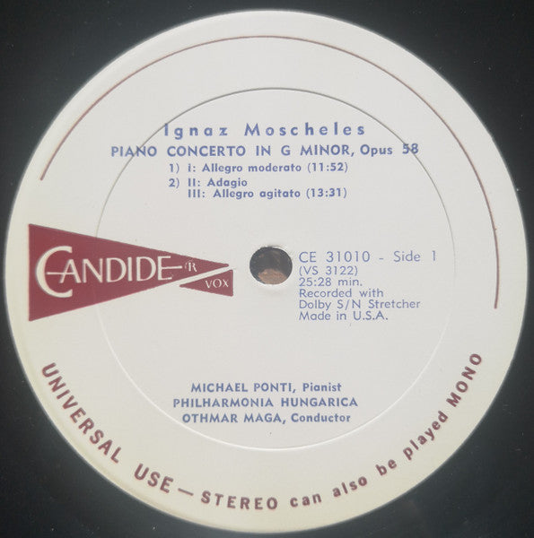 Ignaz Moscheles : Konzert Für Klavier Und Orchester In G-Moll, Op. 58 / Etüden, Op. 70 / Charakterstische Etüden, Op. 95 (LP, Album)