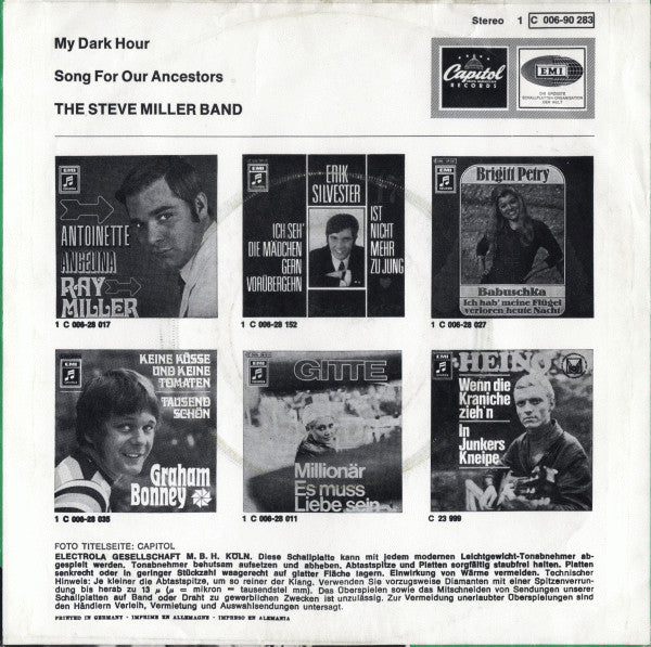 The Steve Miller Band* : My Dark Hour / Song For Our Ancestors (7", Single)
