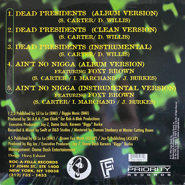 Jay-Z : Dead President$ / Ain't No Nigga (12")