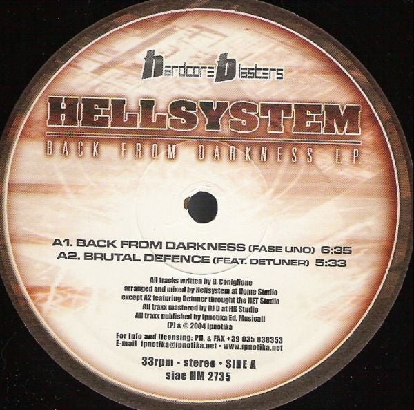 Hellsystem : Back From Darkness E.P. (12", EP)