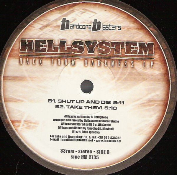 Hellsystem : Back From Darkness E.P. (12", EP)