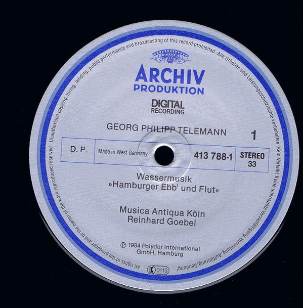 Georg Philipp Telemann - Musica Antiqua Köln, Reinhard Goebel : Wassermusik = Water Music = Musique Sur L'Eau / 3 Konzerte = Concertos (LP, Gat)