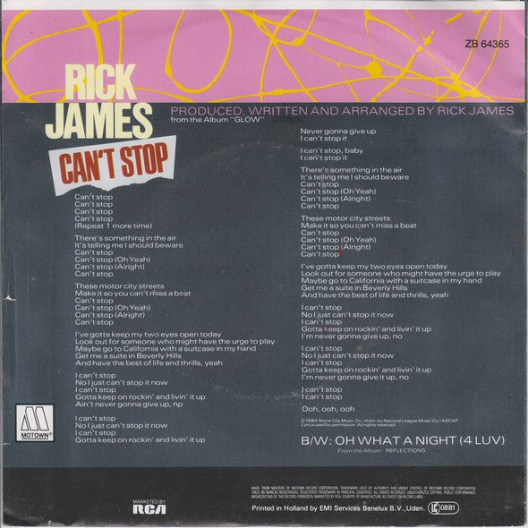 Rick James : Can't Stop (7")