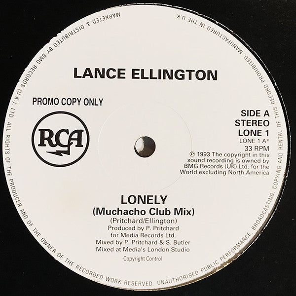 Lance Ellington : Lonely (12", Single, Promo)