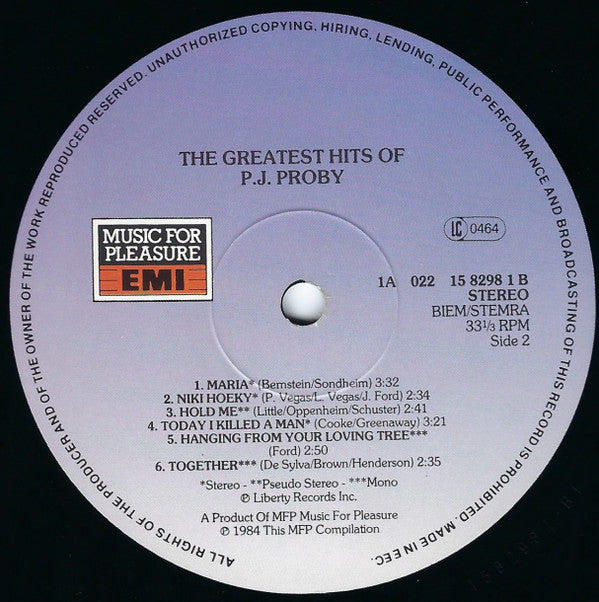 P.J. Proby : The Greatest Hits Of P.J. Proby (LP, Comp)