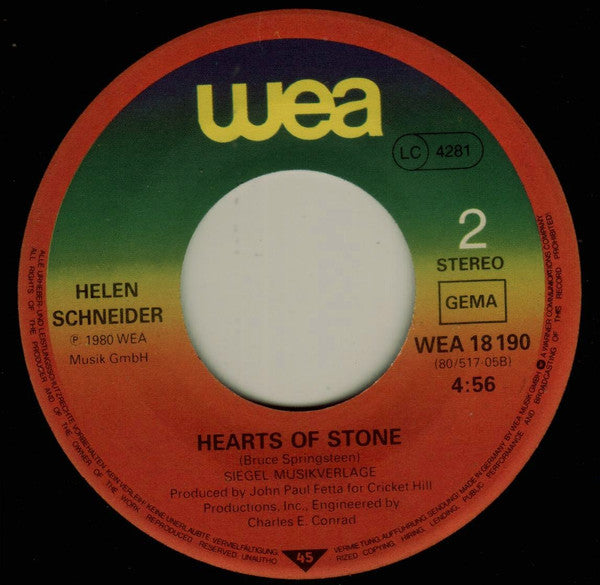 Helen Schneider : Stay Awhile / Hearts Of Stone (7", Single)