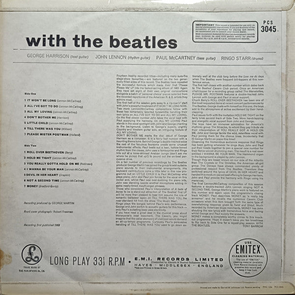 The Beatles : With The Beatles (LP, Album, Fli)