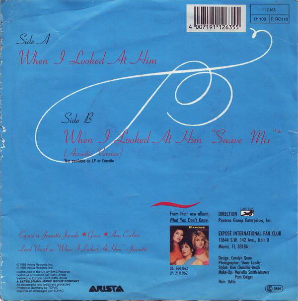 Exposé : When I Looked At Him (7", Single)