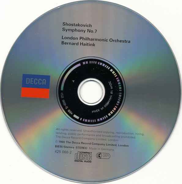 Dmitri Shostakovich, London Philharmonic Orchestra, Bernard Haitink : Symphony No.7 (CD, RE)
