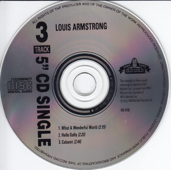 Louis Armstrong : What A Wonderful World / Hello Dolly / Cabaret (CD, Single)