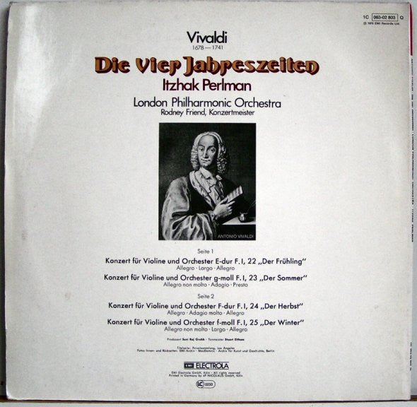 Vivaldi* - Itzhak Perlman, London Philharmonic Orchestra, Rodney Friend : Die Vier Jahreszeiten (LP, Quad)