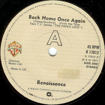 Renaissance (4) : Back Home Once Again (7")