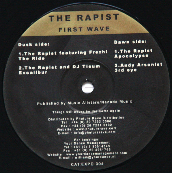 The Rapist : First Wave (Things Will Never Be The Same Again) (12")