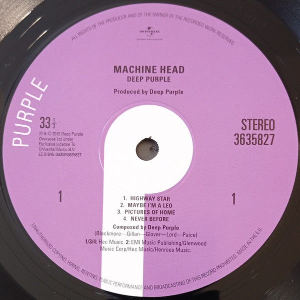 Deep Purple : Machine Head (LP, Album, RE, RM, Gat)