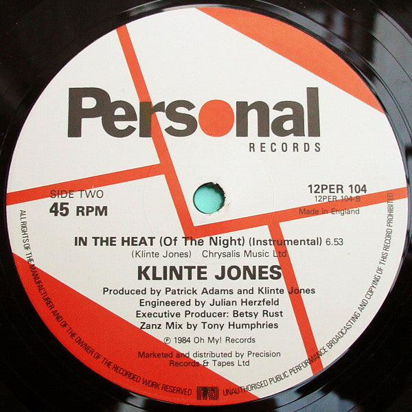 Klinte Jones : In The Heat (Of The Night) (12")