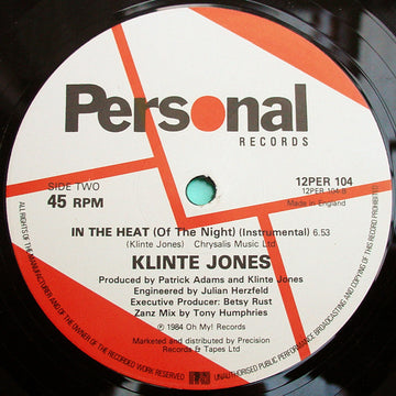 Klinte Jones : In The Heat (Of The Night) (12")