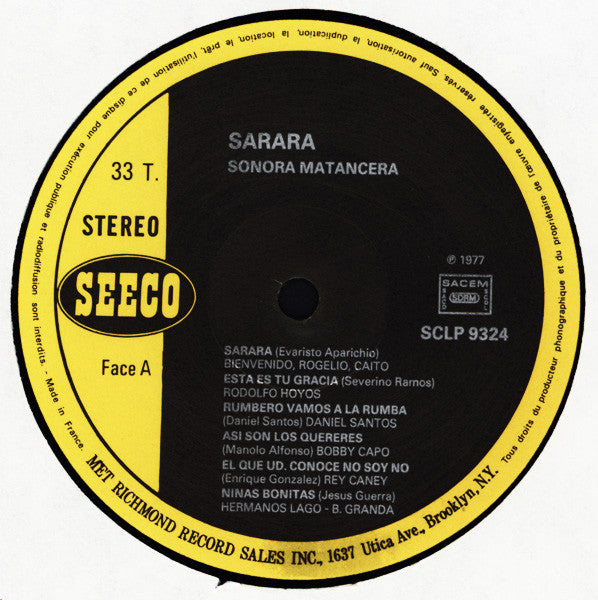 La Sonora Matancera : Sarara (LP, Album, RE)