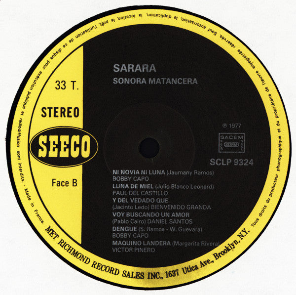 La Sonora Matancera : Sarara (LP, Album, RE)