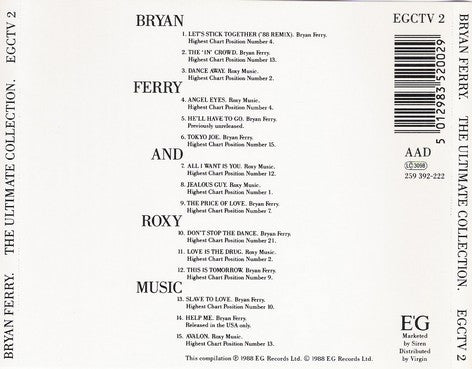 Bryan Ferry With Roxy Music : The Ultimate Collection (CD, Comp)
