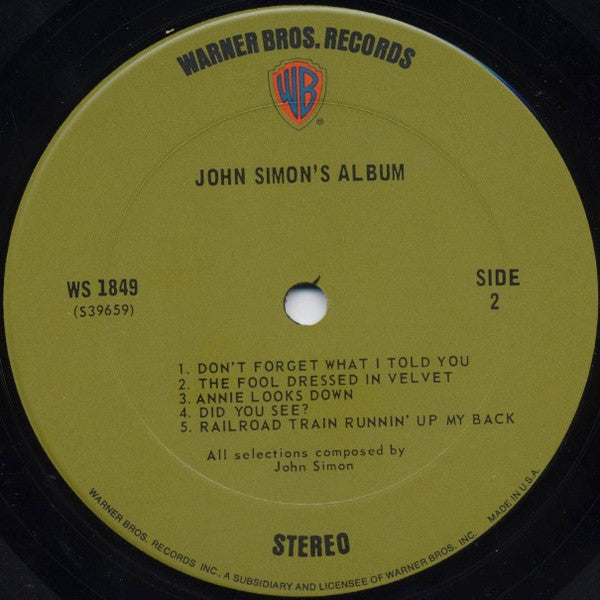 John Simon : John Simon's Album (LP, Album)