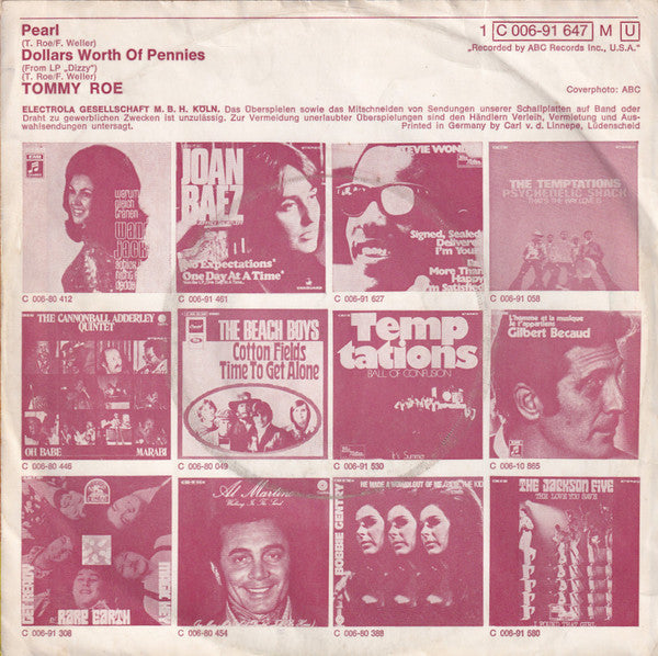 Tommy Roe : Pearl (7", Single, Mono)