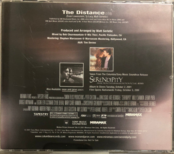 Evan And Jaron : The Distance (CD, Single, Promo)