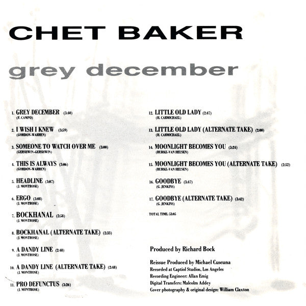 Chet Baker : Grey December (CD, Comp, Mono)