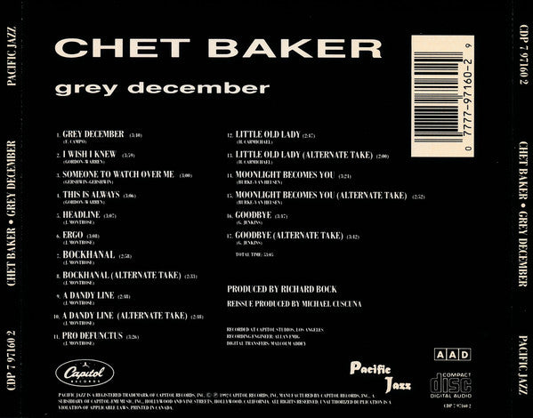 Chet Baker : Grey December (CD, Comp, Mono)
