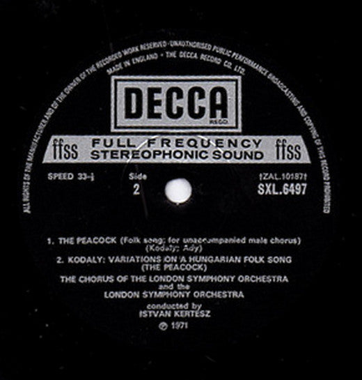 Zoltán Kodály • London Symphony Orchestra & London Symphony Chorus • Lajos Kozma, István Kertész : Psalmus Hungaricus • The Peacock Variations (LP, Album)