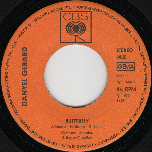 Danyel Gérard : Butterfly (7", Single)